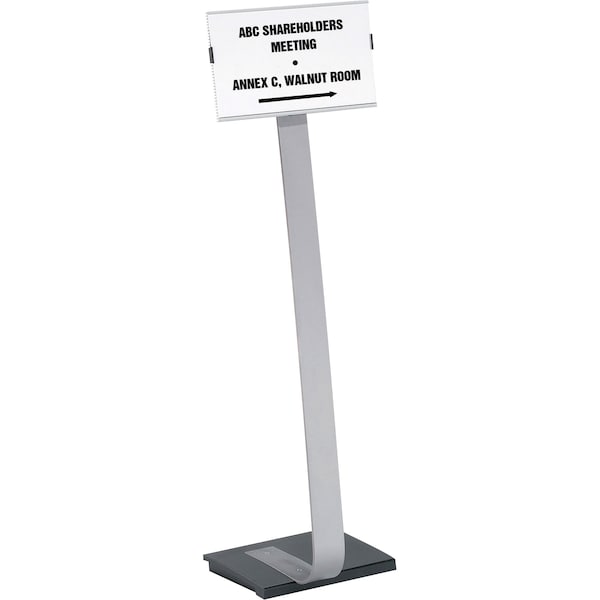 Duo sign Stand, Versatile, 11"x11-1/2"x46-1/2", Black/Aluminum